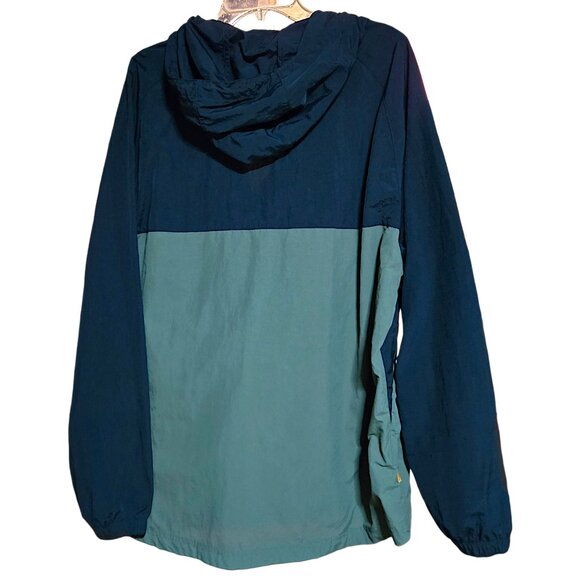 Timberland Quarter Zip Windbreaker Hoodie Black/Olive Pullover Jacket, Size XL - Picture 2 of 8